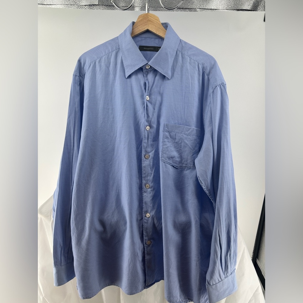 Zegna blue square dress shirt